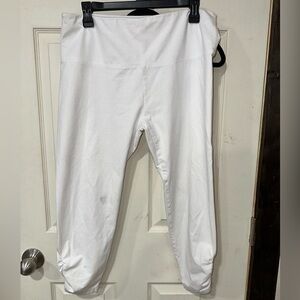 Soft Surroundings White Capri Pants Elastic Ruched Large